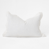 Linen Flange White Handwoven Lumbar Cushion