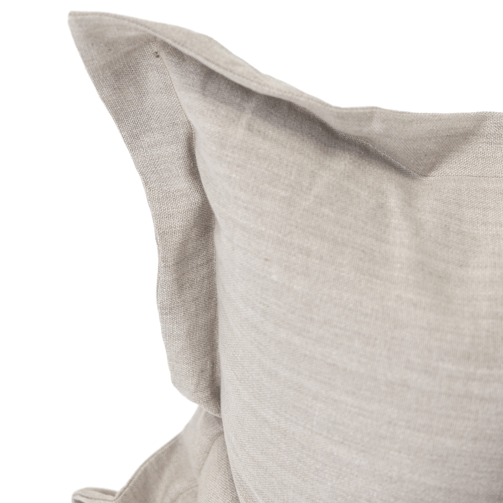 Bandhini Design House Flax Linen Flange Natural Euro Cushion 65 x 65cm