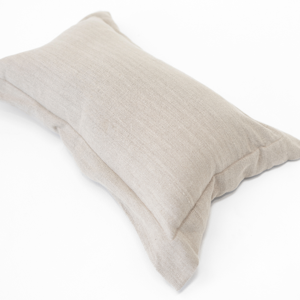 Bandhini Design House Flax Linen Flange Natural Medium Lumbar Cushion 40 x 60cm