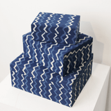 Ikat Blue Trinket Boxes Set of 3