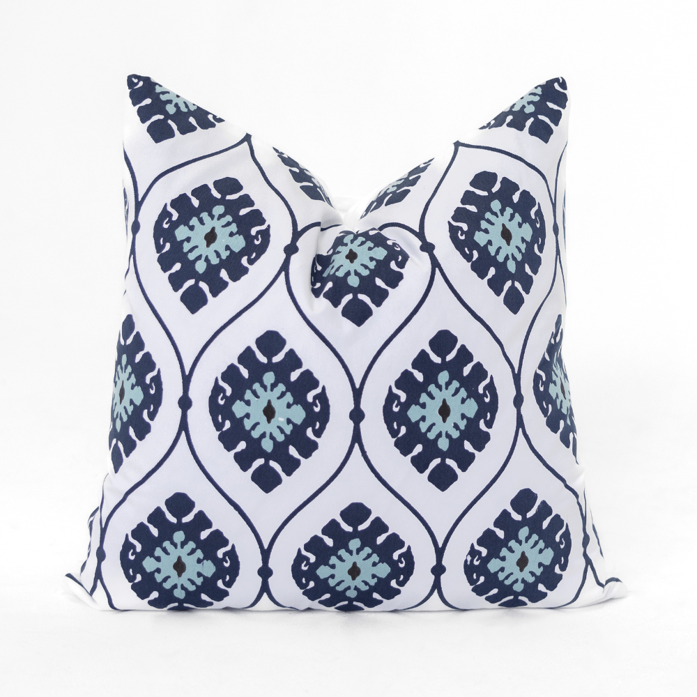 Bandhini Design House Inner Ikat Repeat Navy Lounge Cushion 55 x 55cm