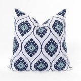 Inner Ikat Repeat Navy Hand Screen Print Cotton Cushion Cover