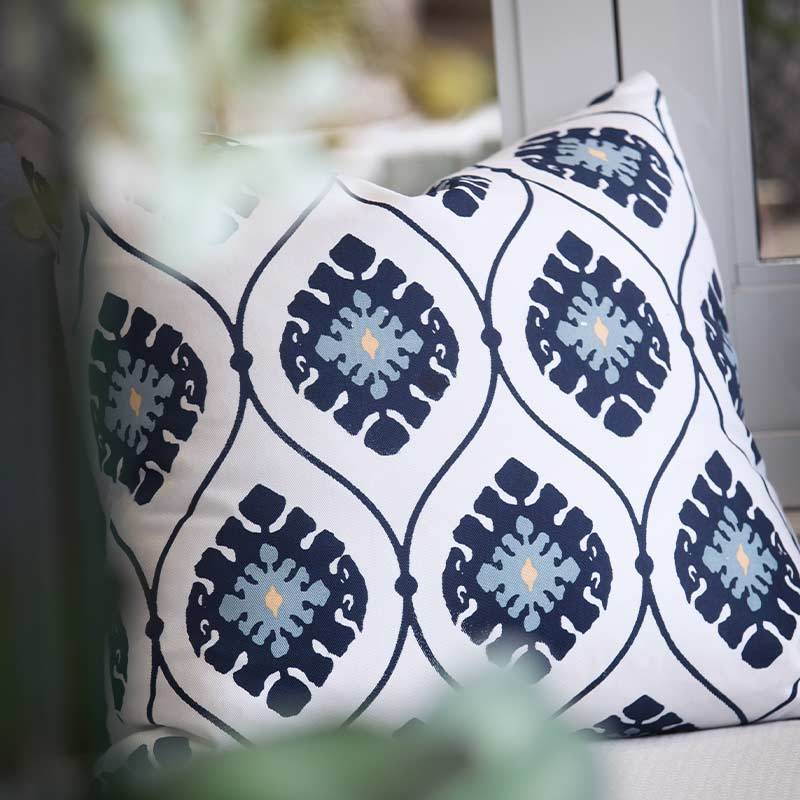 Bandhini Design House Inner Ikat Repeat Navy Lounge Cushion 55 x 55cm