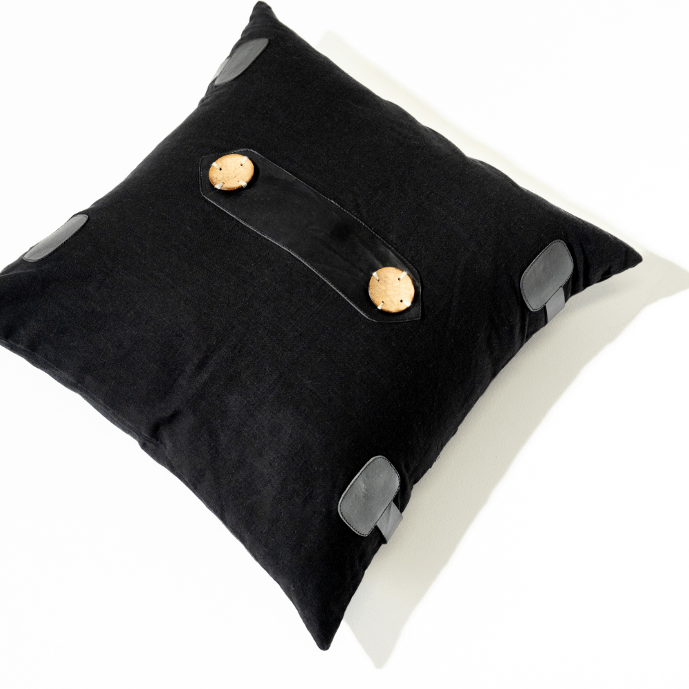 Bandhini Design House Leather Belt Black Lounge Cushion 55 x 55cm