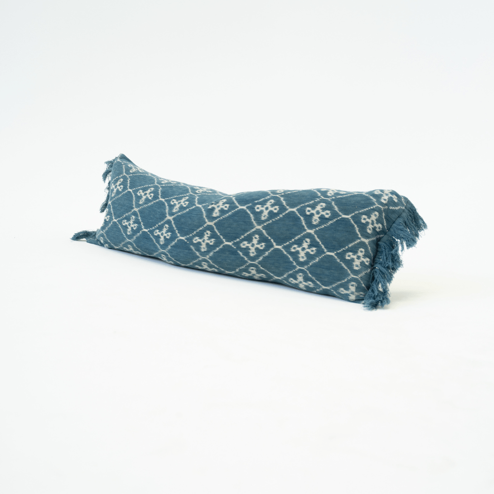 Bandhini - Design House Long Lumber Cushion Kilim Ikat Morinda Blue Long Lumbar Cushion 45 x 90cm