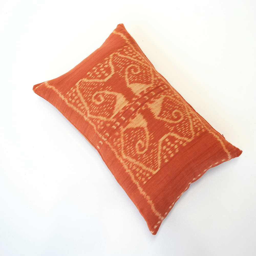 Bandhini - Design House Long Lumber Cushion Kilim Ikat Morinda Coral Medium Lumbar Cushion 40 x 60cm