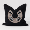 African Bead Horseshoe Black & Natural Handmade Beaded Cushion Cover — made to order, 14–30 days
