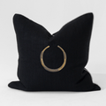 Amulet Delhi Black & Natural Handmade Embellished Cushion Cover — made to order, 14–30 days
