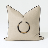 Amulet Leather Black Natural & Black Handmade Embellished Cushion Cover