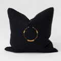 Amulet Leather Black on Black Handmade Embellished Cushion Cover — made to order, 14–30 days