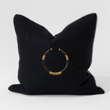 Amulet Leather Black on Black Handmade Embellished Cushion Cover
