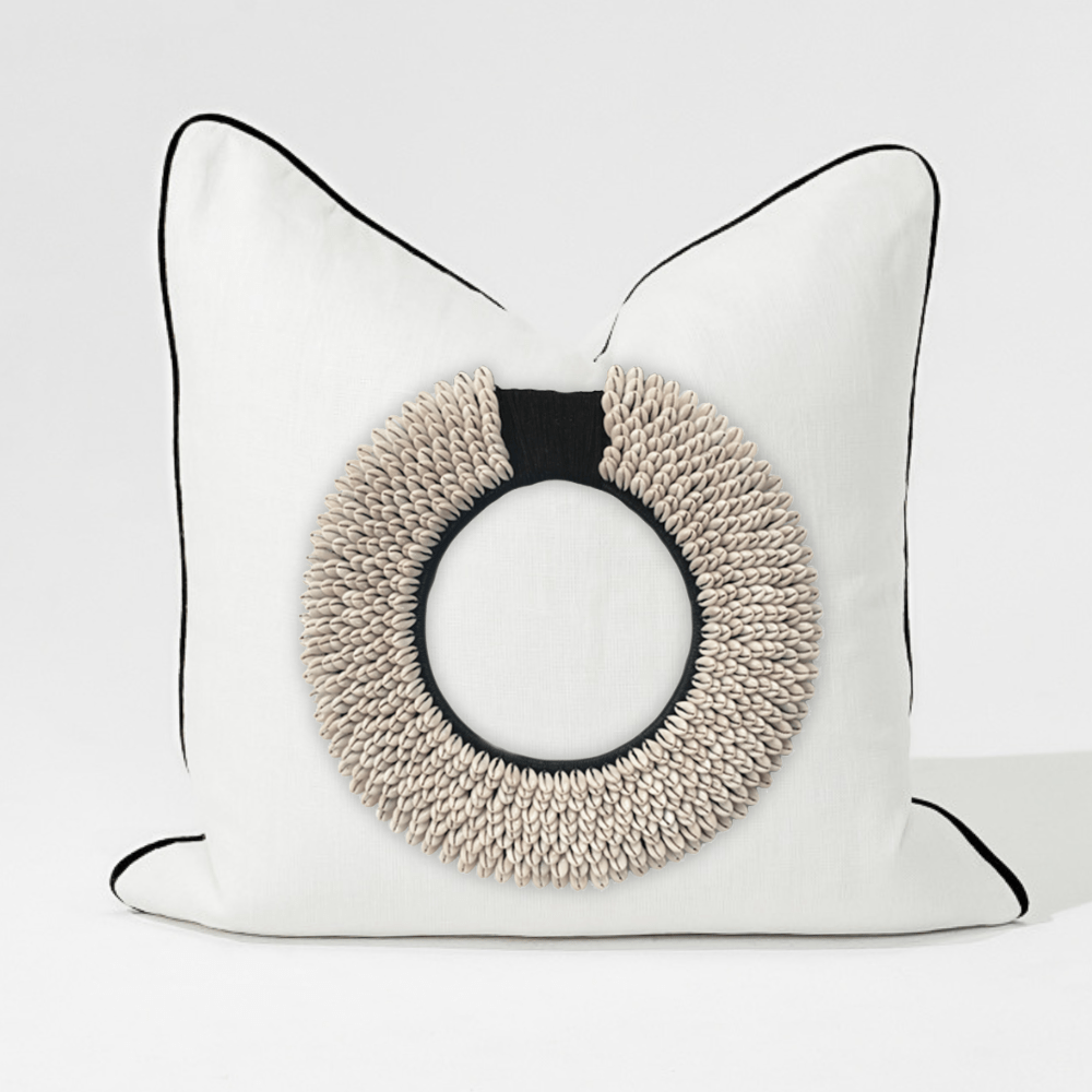 Bandhini Design House Lounge Cushion Black Shell Ring White & Black Lounge Cushion 55 x 55cm