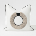 Black Shell Ring White & Black Handmade Embellished Linen Cushion Cover