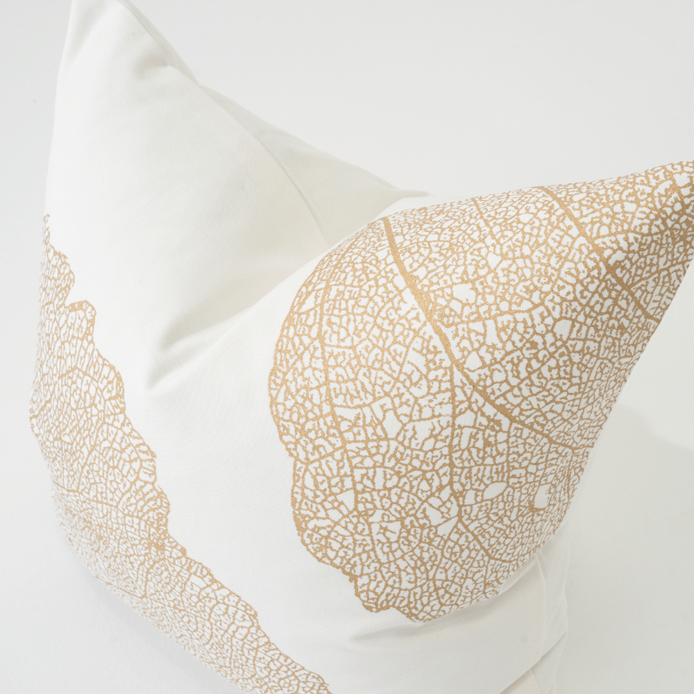 Bandhini Design House Lounge Cushion Bone Leaf White Lounge Cushion 55 x 55cm