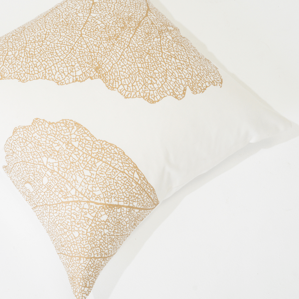 Bandhini Design House Lounge Cushion Bone Leaf White Lounge Cushion 55 x 55cm