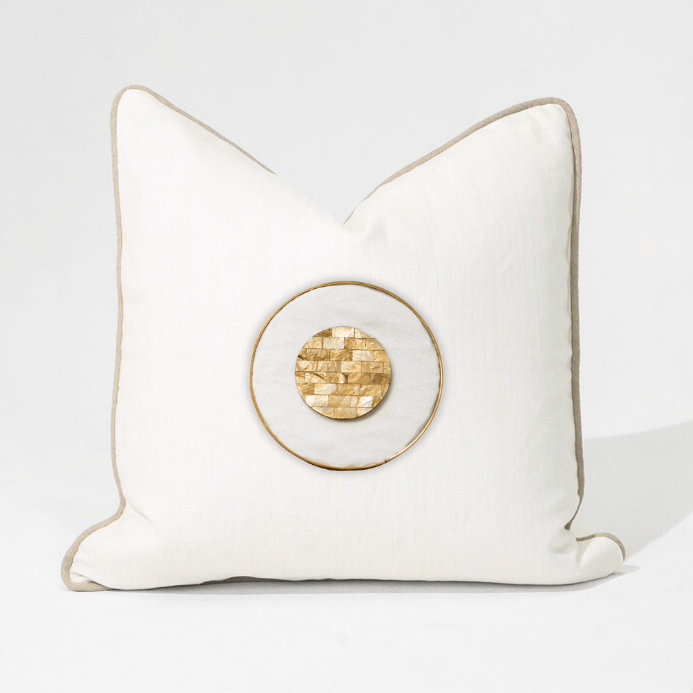 Bandhini Design House Lounge Cushion Caramel Mother of Pearl White & Natural Lounge Cushion 55 x 55cm