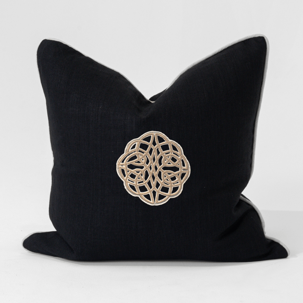 Bandhini Design House Lounge Cushion Celtic Knot Black & Natural Lounge Cushion 55 x 55cm