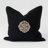 Celtic Knot Black & Natural Handmade Embellished Cushion Cover