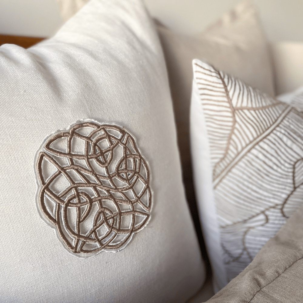 Bandhini Design House Lounge Cushion Celtic Knot White & natural Lounge Cushion 55 x 55cm