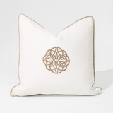 Celtic Knot White & Natural Handmade Embellished Cushion Cover