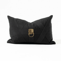 Lion Head Gold Black Handmade Metal Embellished Lumbar Cushion