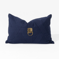 Lion Head Gold Navy Handmade Metal Embellished Lumbar Cushion — made to order, 14–30 days