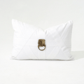 Lion Head Gold White Handmade Metal Embellished Lumbar Cushion — made to order, 14–30 days