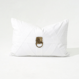 Lion Head Gold White Handmade Metal Embellished Lumbar Cushion