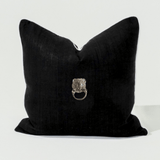 Lion Head Silver Black & White Handmade Metal Embellished Cushion Cover