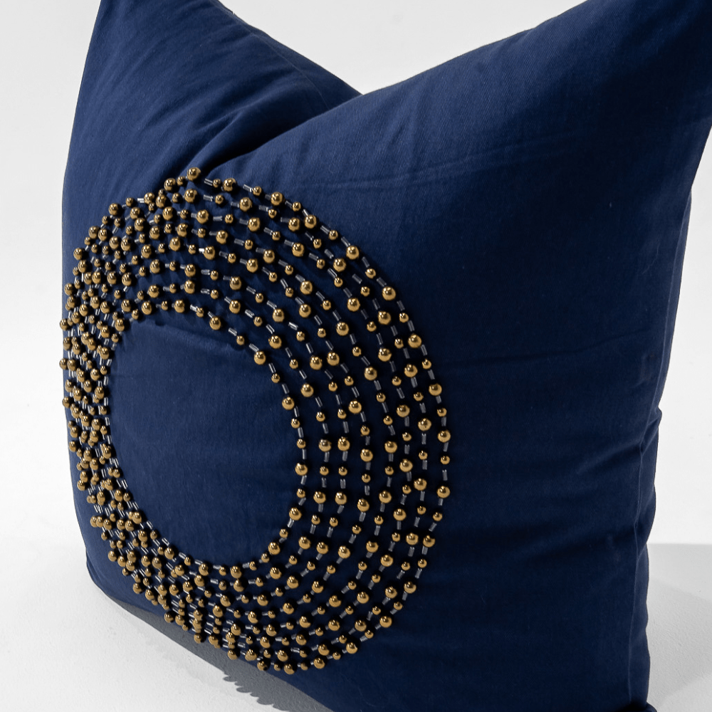 Bandhini Design House Lounge Cushion Disc Bead Navy Lounge Cushion 55 x 55cm