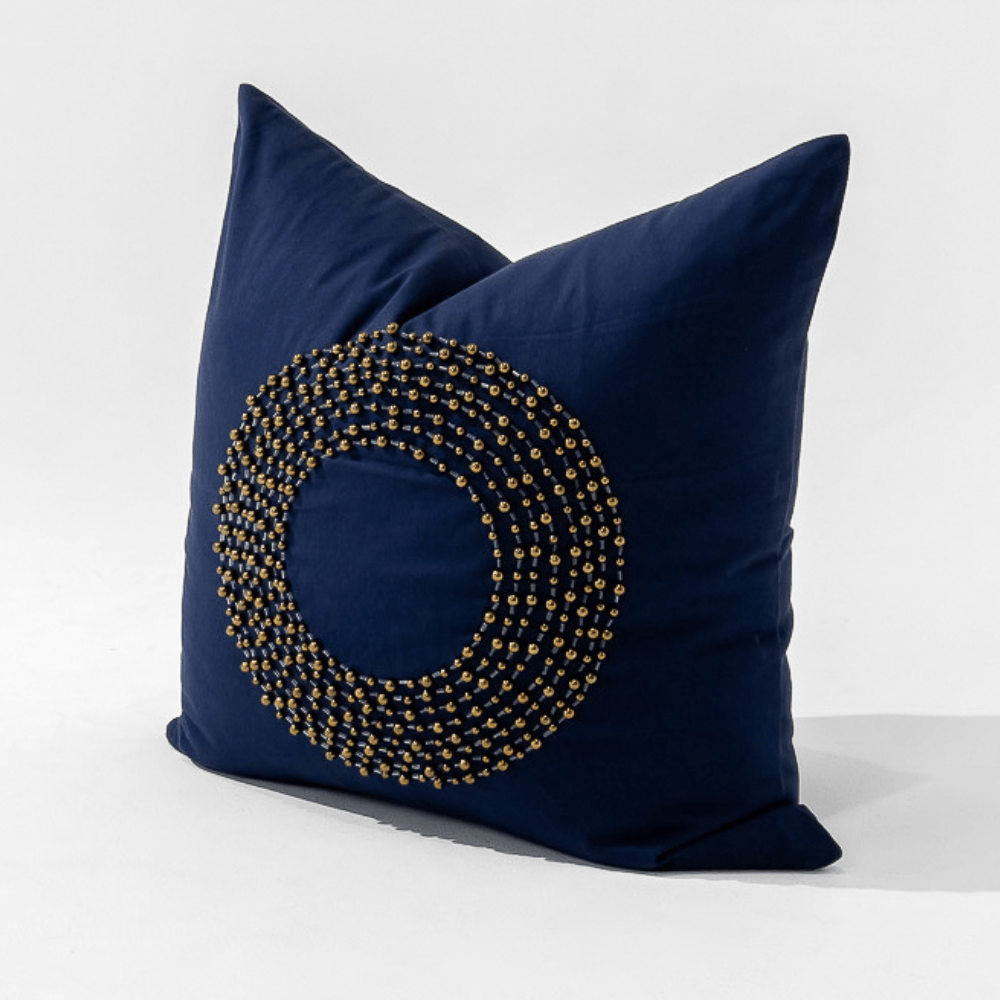 Bandhini Design House Lounge Cushion Disc Bead Navy Lounge Cushion 55 x 55cm