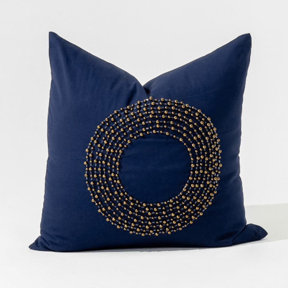 Bandhini Design House Lounge Cushion Disc Bead Navy Lounge Cushion 55 x 55cm