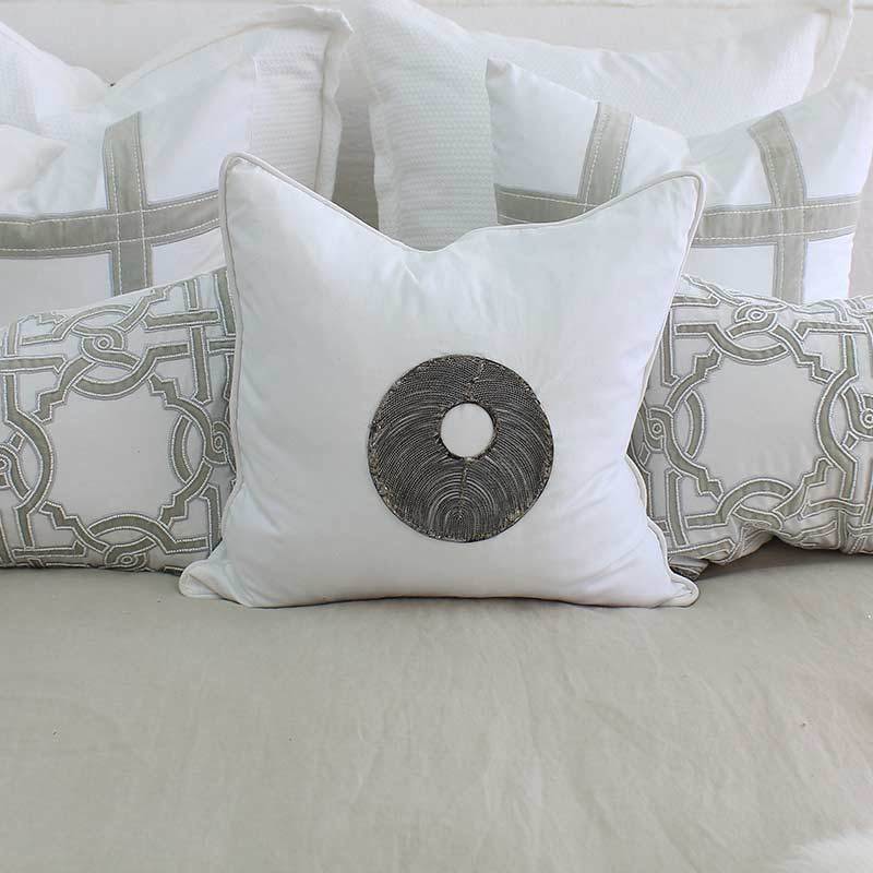 Bandhini Design House Lounge Cushion Disc Silver Black & White Lounge Cushion 55 x 55cm