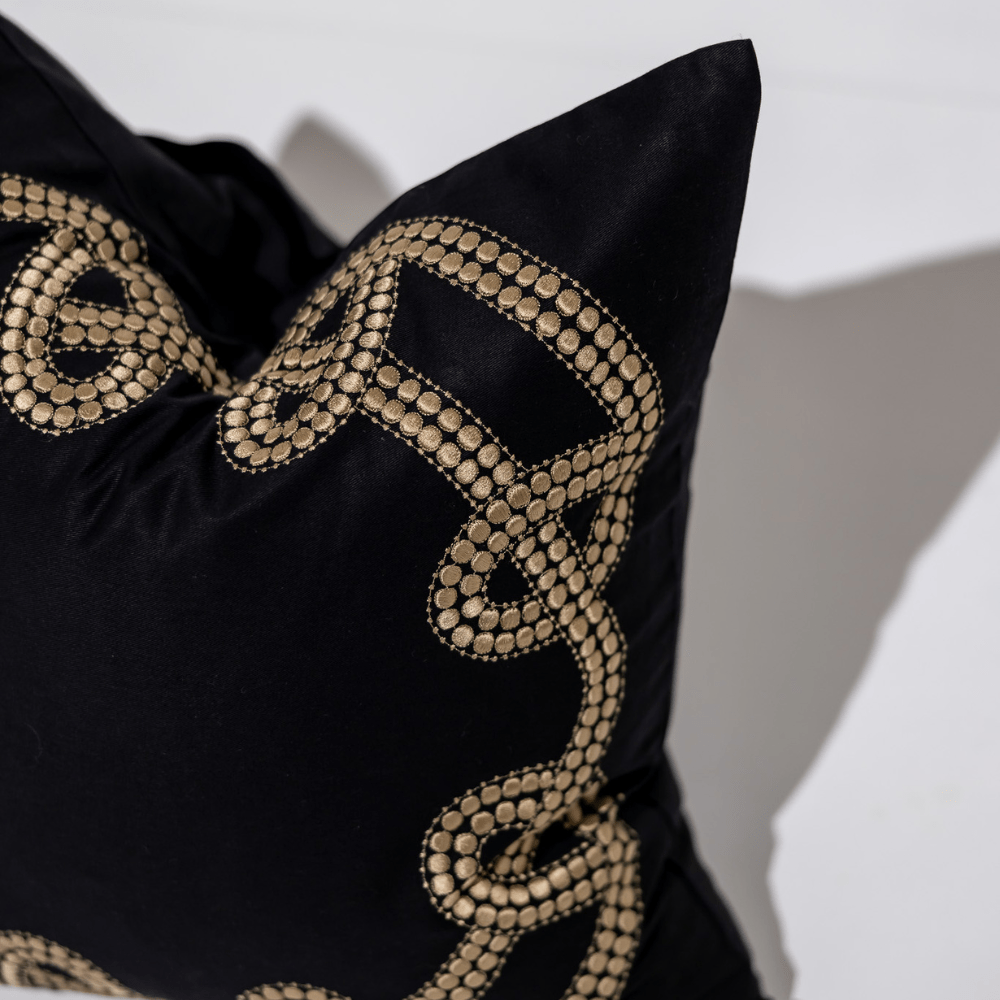 Bandhini Design House Lounge Cushion Dot Chain Knot Black Lounge Cushion 55 x 55cm