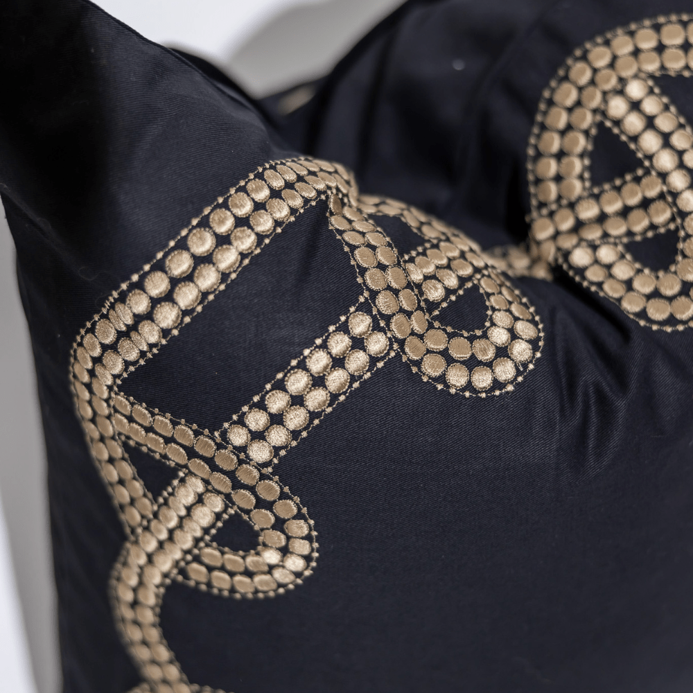 Bandhini Design House Lounge Cushion Dot Chain Knot Black Lounge Cushion 55 x 55cm