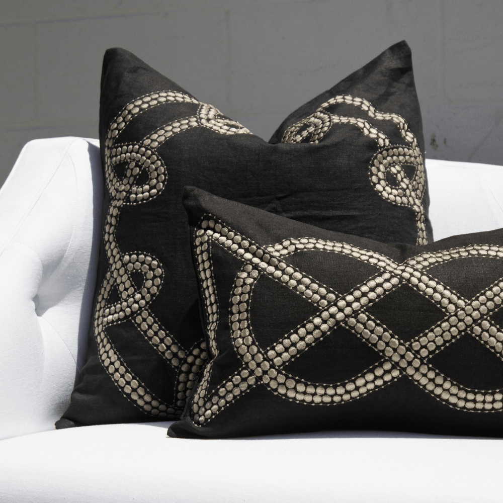 Bandhini Design House Lounge Cushion Dot Chain Knot Black Lounge Cushion 55 x 55cm