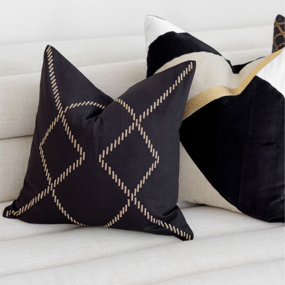 Bandhini Design House Lounge Cushion Dot Crop Circles Black Medium Cushion 50 x 50cm