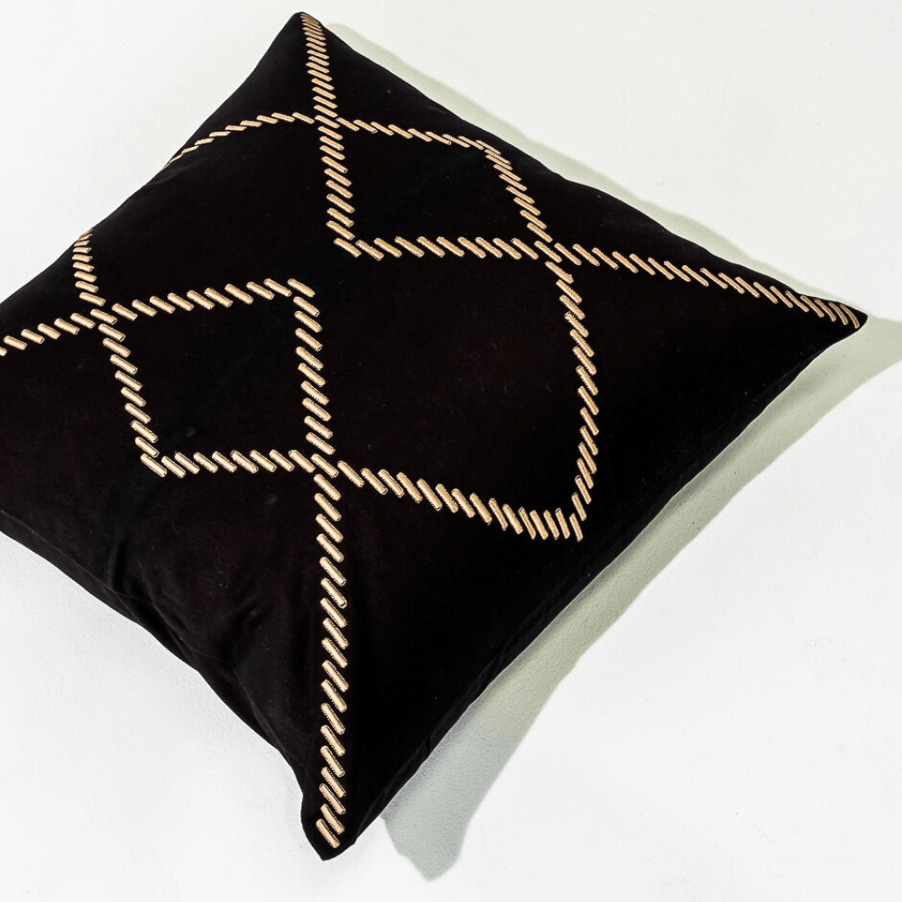 Bandhini Design House Lounge Cushion Dot Crop Circles Black Medium Cushion 50 x 50cm