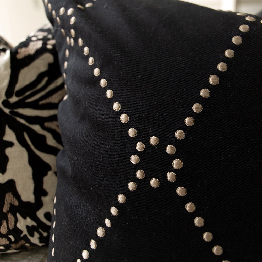 Bandhini Design House Lounge Cushion Dot Diamond Black Medium Cushion 50 x 50cm