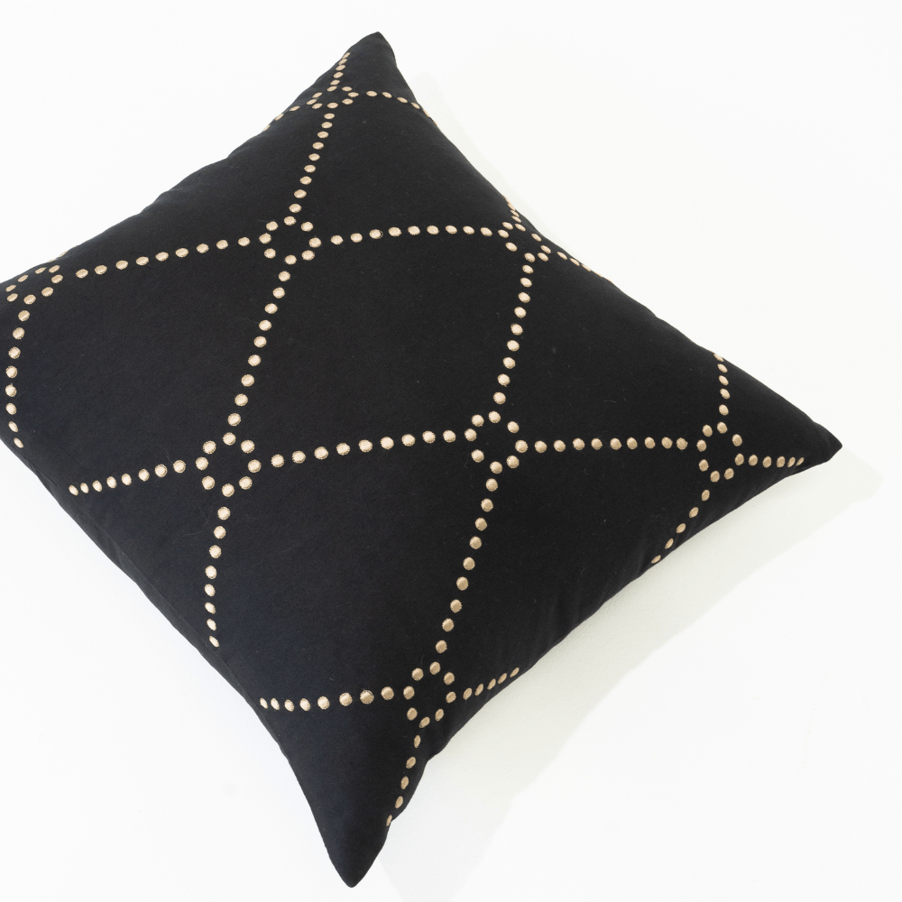 Bandhini Design House Lounge Cushion Dot Diamond Black Medium Cushion 50 x 50cm