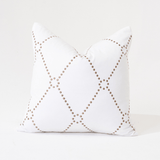 Dot Diamond White Handmade Embroidery Medium Cushion Cover