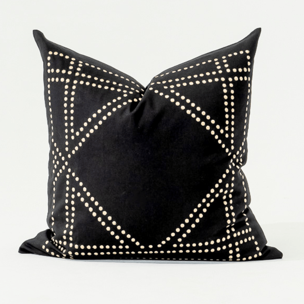 Bandhini Design House Lounge Cushion Dot Frame Black Lounge Cushion 55 x 55cm