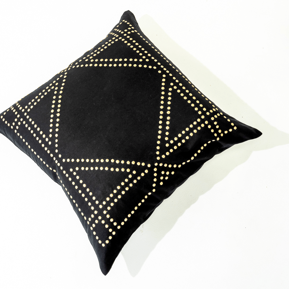 Bandhini Design House Lounge Cushion Dot Frame Black Lounge Cushion 55 x 55cm