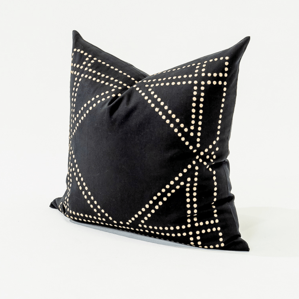 Bandhini Design House Lounge Cushion Dot Frame Black Lounge Cushion 55 x 55cm