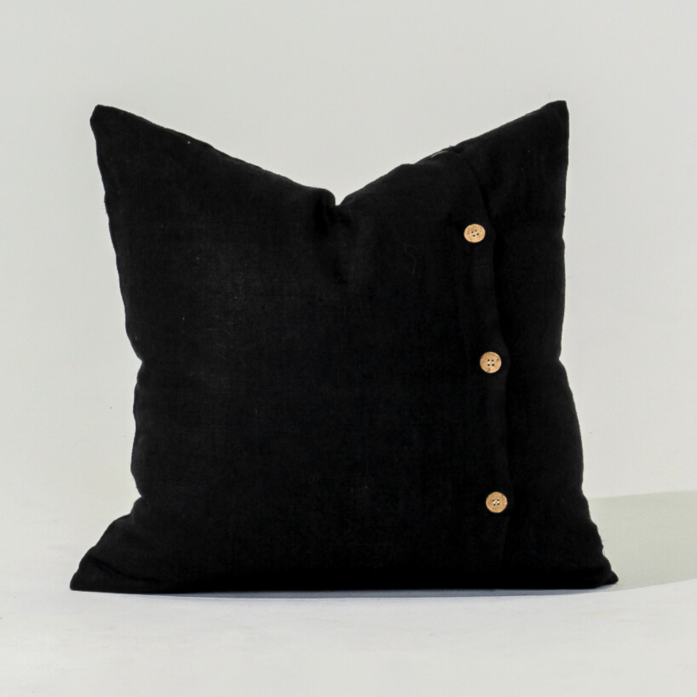 Bandhini Design House Lounge Cushion Global Morocco Linen Black Lounge Cushion 55 x 55cm