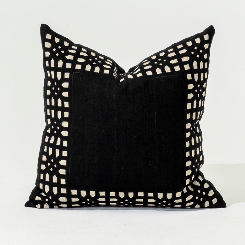 Bandhini Design House Lounge Cushion Global Morocco Linen Black Lounge Cushion 55 x 55cm