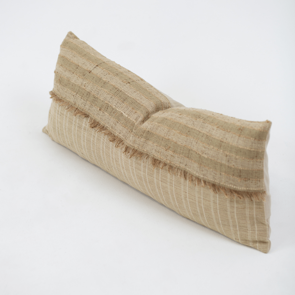 Bandhini - Design House Lounge Cushion Global Weave Fringe Natural Long Lumbar Cushion 35 x 90cm
