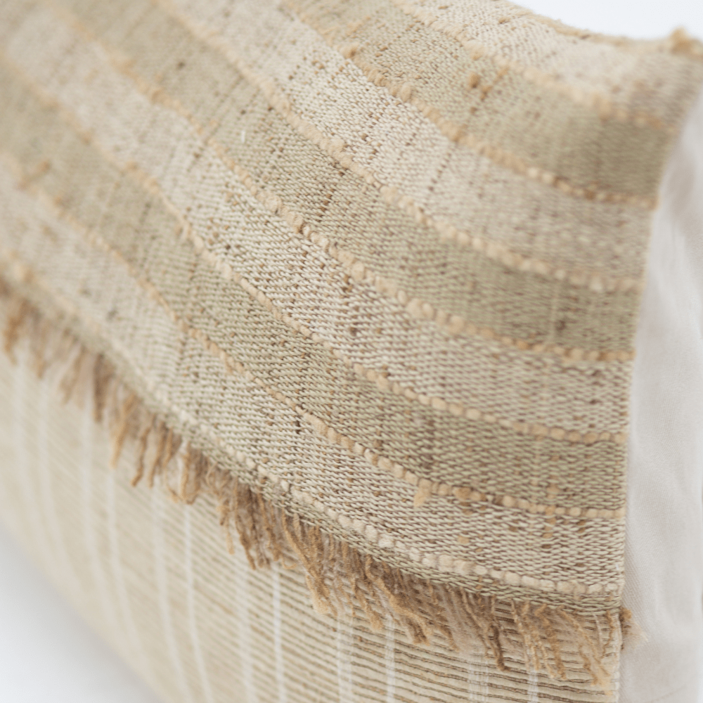 Bandhini - Design House Lounge Cushion Global Weave Fringe Natural Long Lumbar Cushion 35 x 90cm