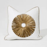 Gold Grass Ring White & Natural Handmade Embellished Cushion Cover