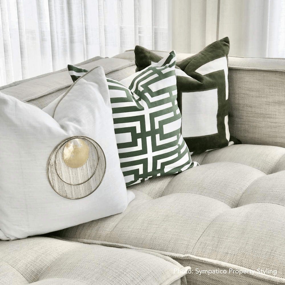 Bandhini Design House Lounge Cushion Gold Shell Disc Natural & White Lounge Cushion 55 x 55cm